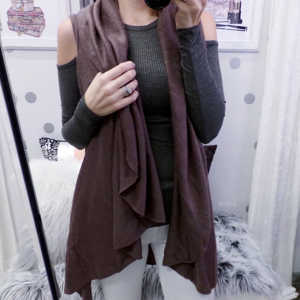 Last 1 Knit Cardigan Cape Sleeveless Cardigan Vest - Picture 3 of 6